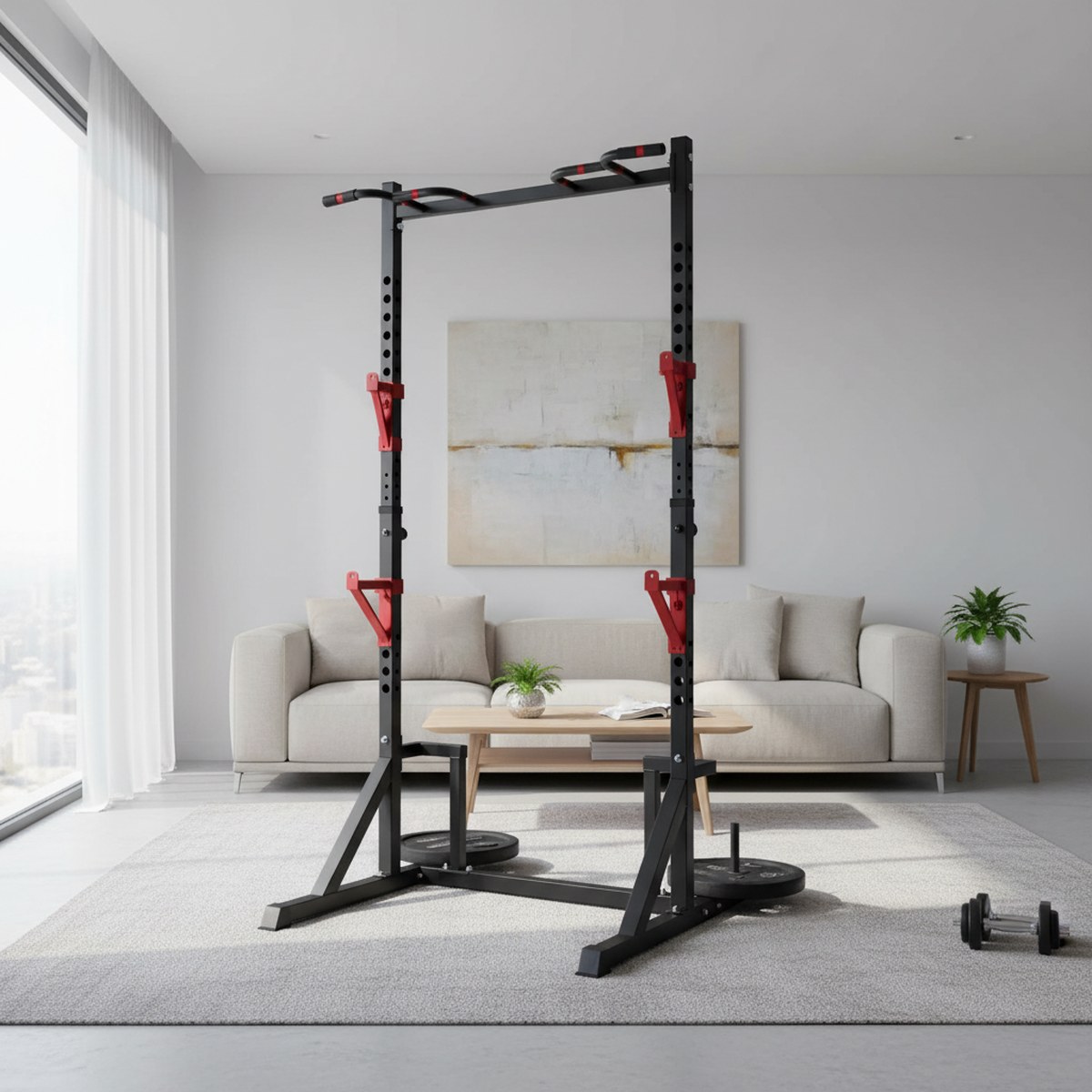 Adjustable Power Rack with Pul - Home Bar Stand ulasan dan harga