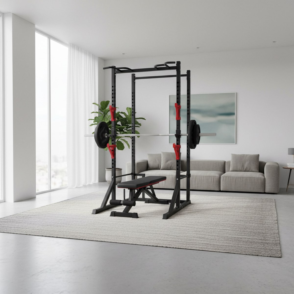 Adjustable Power Rack with Pul - Home Bar Stand ulasan dan harga