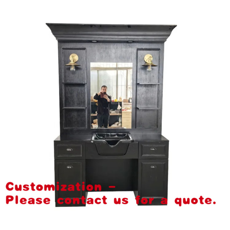 custom.Modern Black Wood Barbe - Home Barbershop ulasan dan harga