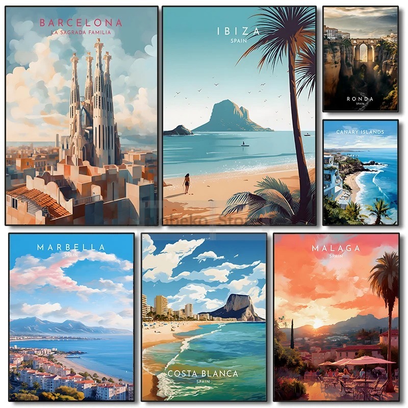 Spain Travel Poster Barcelona  - Home Barcelona ulasan dan harga